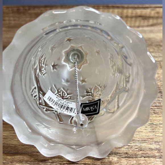 Mikasa Silent Night Frosted Glass Christmas Bell Ornament Santa Reindeer - Picture 2 of 4